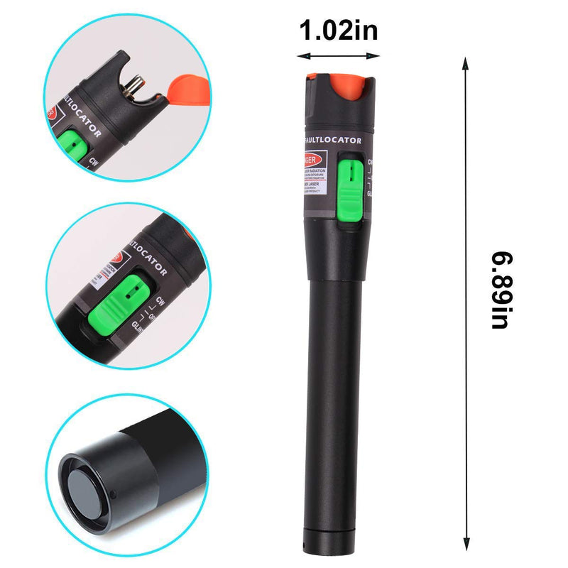 2PCS Visual Fault Locator 30km Fiber Optic Cable Tester Meter Red Light VFL with 2.5mm Universal Connector for FC/SC/ST Adapter Pen for CATV Telecommunications Engineering Maintenance 2PCS VFL