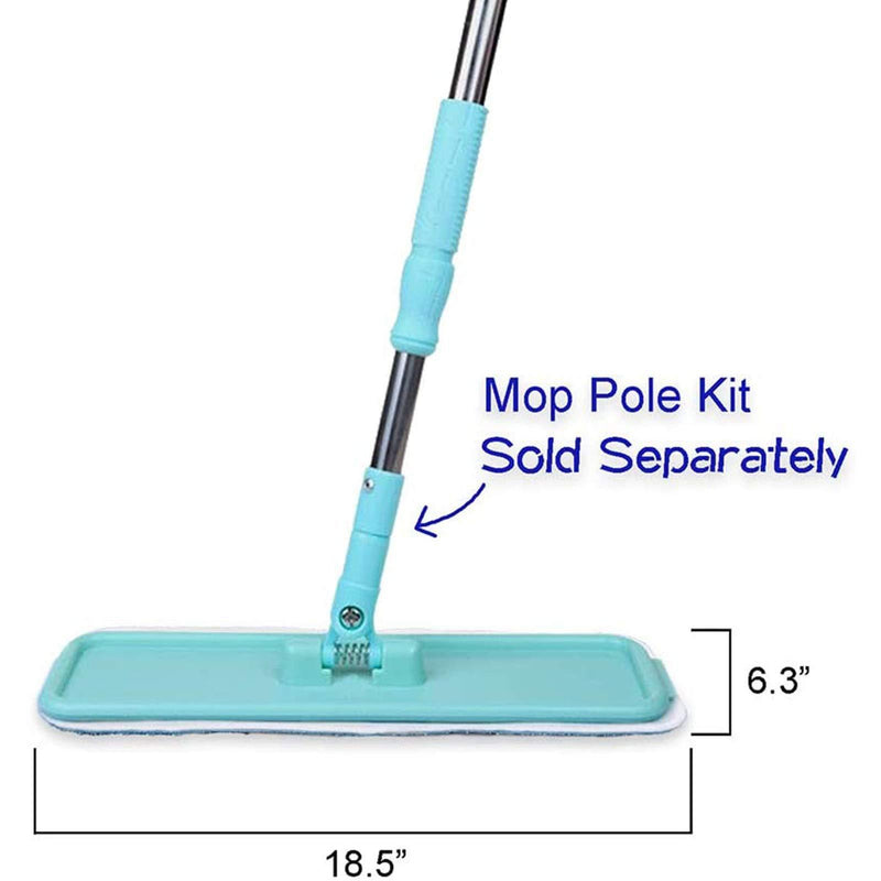Microfiber Replacement Mop Pad, 18" x 6" Wet & Dry Home & Commercial Cleaning Refills, Reusable Floor Mop Pads (6 Pack) Blue