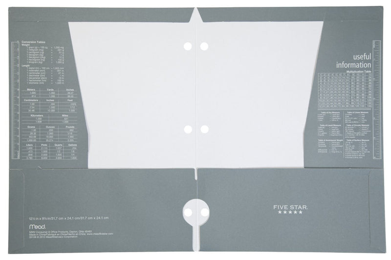 Five Star 4 Pocket Folder, 2 Pocket Folder Plus 2 Additional Pockets, Gray (72103) 1 Folder