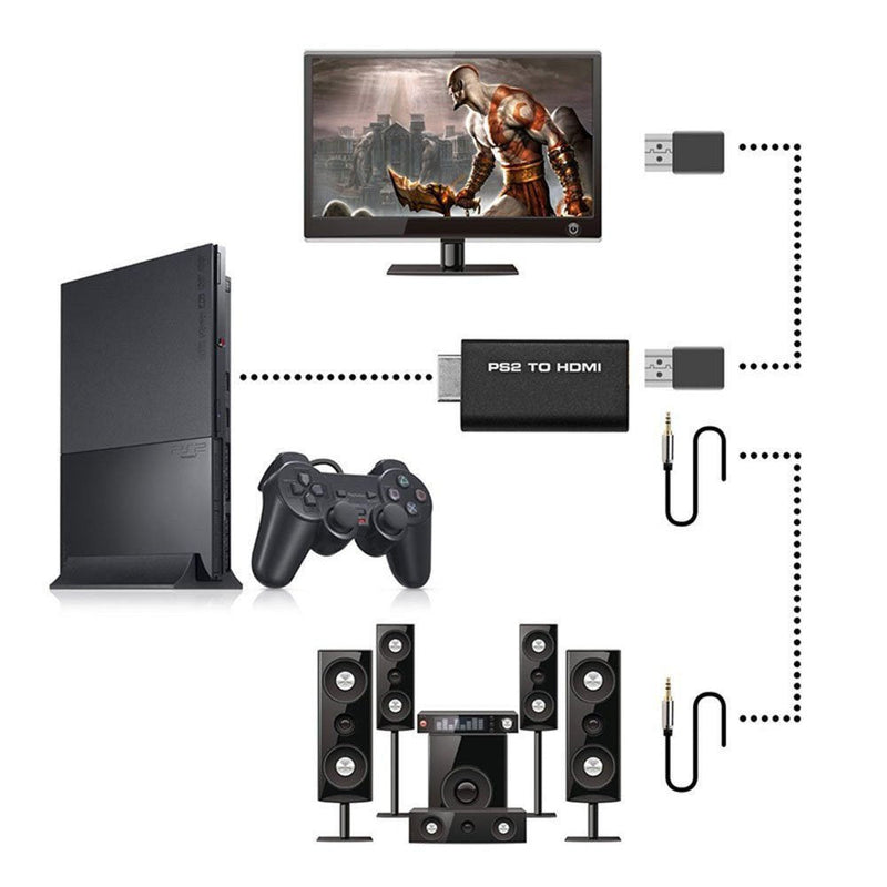 PS2 to HDMI Converter Adapter, Sartyee Video Converter PS2 to HDMI Converter with 3.5mm Audio Output for HDTV HDMI Monitor Supports All PS2 Display Modes