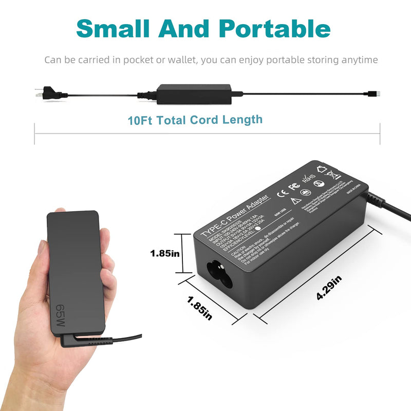 65W 45W USB C Charger for Dell Latitude 7420 5520 7410 5320 5420 7310 7320 9420 9510 7390 Chromebook 3100 3400 3380 5190 5300 XPS 13 9305 P28T P29T P86F P30T LA65NM170 HA65NM170 DA65NM190 LA65NM190