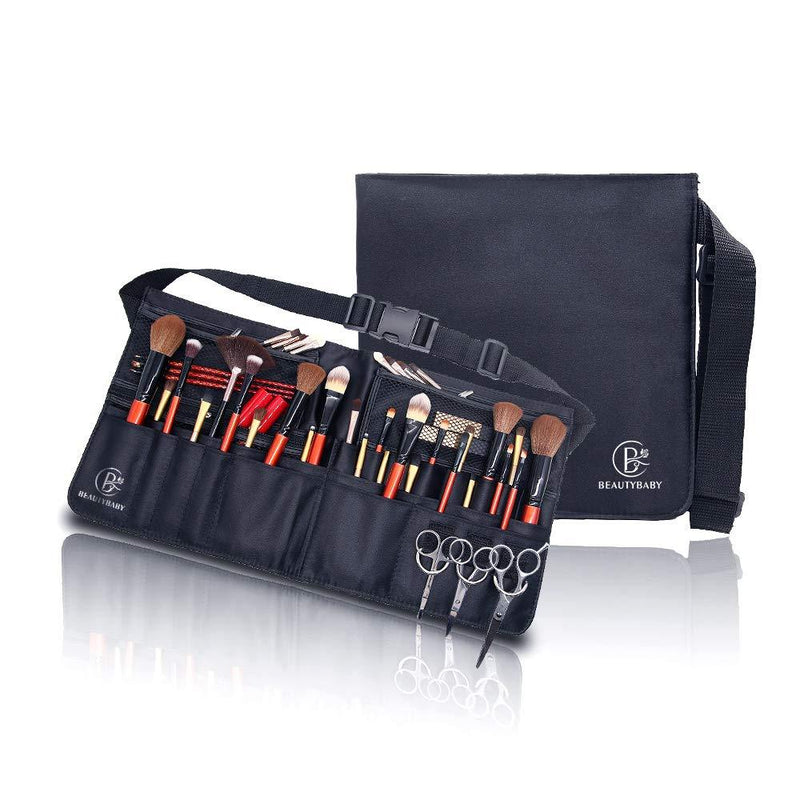 Beautybaby Artist Professional Makeup Brush Waist Bag Cosmetic Portable Multi Pockets Bag with Belt Strap Black