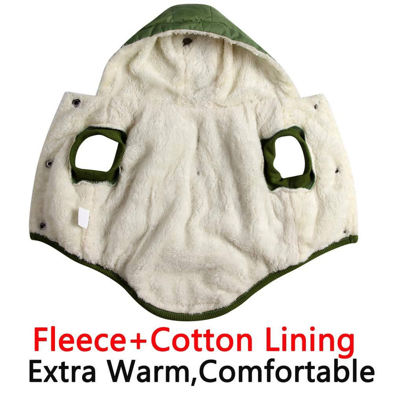 Vecomfy Fleece Lining Extra Warm Dog Hoodie in Winter,Small Dog Jacket Puppy Coats with Hooded Green XS X-Small