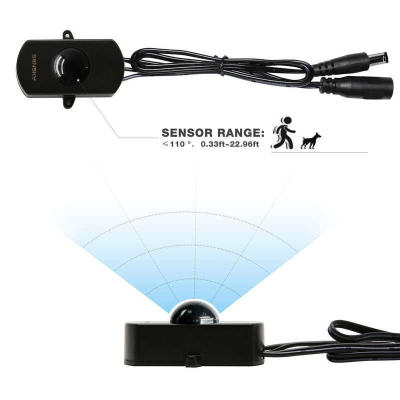 SENSKY BS010H DC 12V to 30V 3A Mini Pir Motion Sensor Switch,Occupancy Sensor Switch for Gun Safe, Kitchen Cabinet, Pantry, Closet led Lighting (Black-Without Light Sensor)