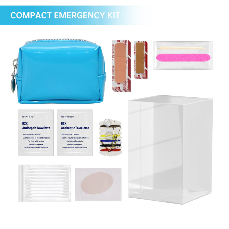 Kitgo Mini First Aid Emergency Clutch Kit -Mother Day Gift Compact Safety Pouch Party Bag with 27 Essential Items for Girl Lady Mother Wife Nurse for Girl Lady Mother Wife Nurse - Blue