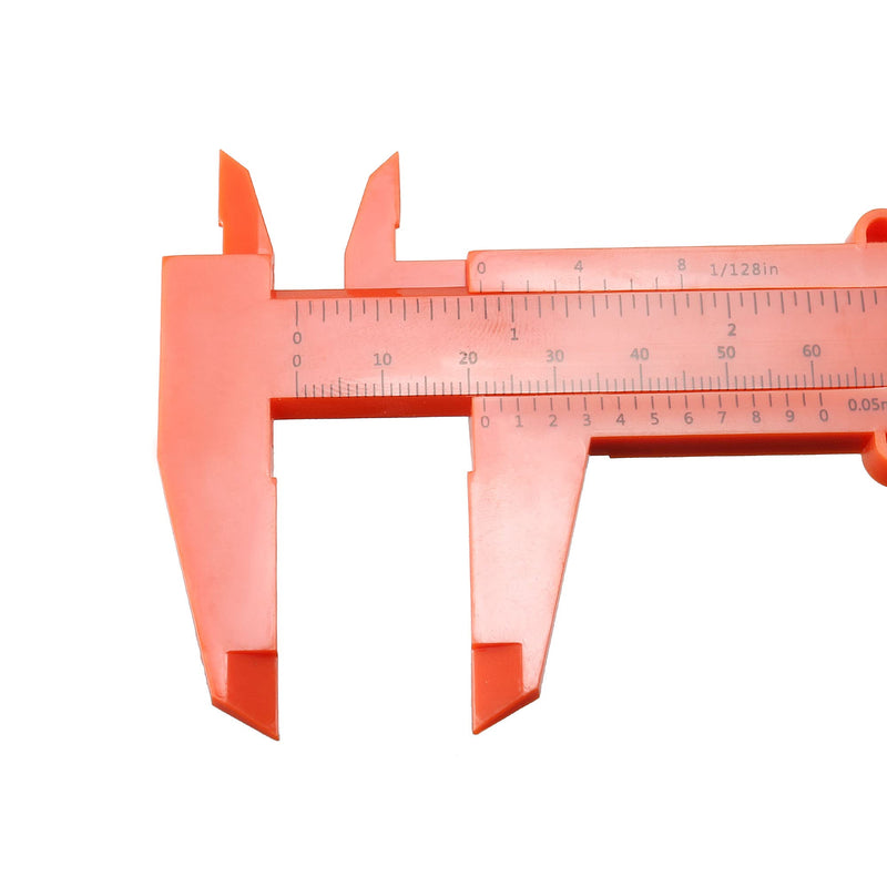 uxcell Vernier Caliper 150mm 6 Inch Metric Plastic Measuring Tool for Precision Measurements Outside Inside Depth Orange