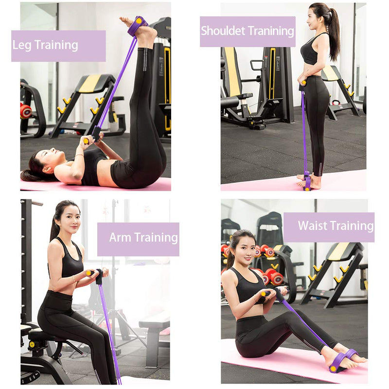 FateFan Multifunction Tension Rope, 6-Tube Elastic Yoga Pedal Puller Resistance Band, Natural Latex Tension Rope Fitness Equipment, for Abdomen/Waist/Arm/Leg Stretching Slimming Training Purple
