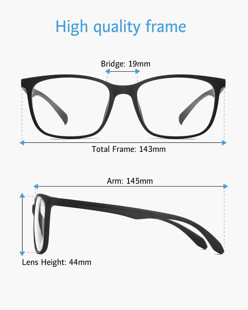 ANRRI Blue Light Blocking Glasses Lightweight Eyeglasses Frame Filter Blue Ray Computer Game Glasses Classic Black