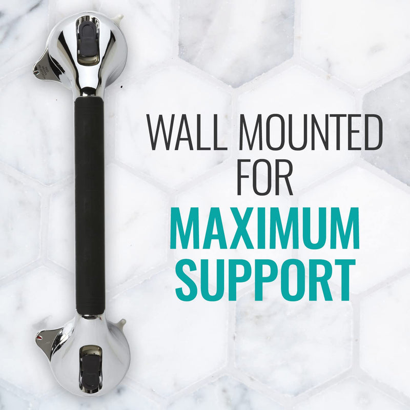 DMI Suction Cub Grab Bars for Bathroom, Shower Grab Bar, Shower Handles for Elderly, Grab Bars for Bathtubs and Showers, Suction Grab Bar for Shower, Tub Grab Bar, Chrome 16 Inch