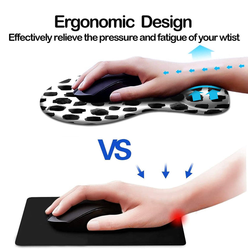 Dooke Ergonomic Mouse Pad with Wrist Support, Cute Mouse Pads with Non-Slip Rubber Base for Home Office Working Studying Easy Typing & Pain Relief Polka Dot