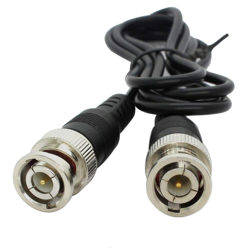 ANVISION 6-Pack Black 1m 3.3ft BNC Male to BNC Male Jumper Cable with Black Connector for CCTV DVR to TV System
