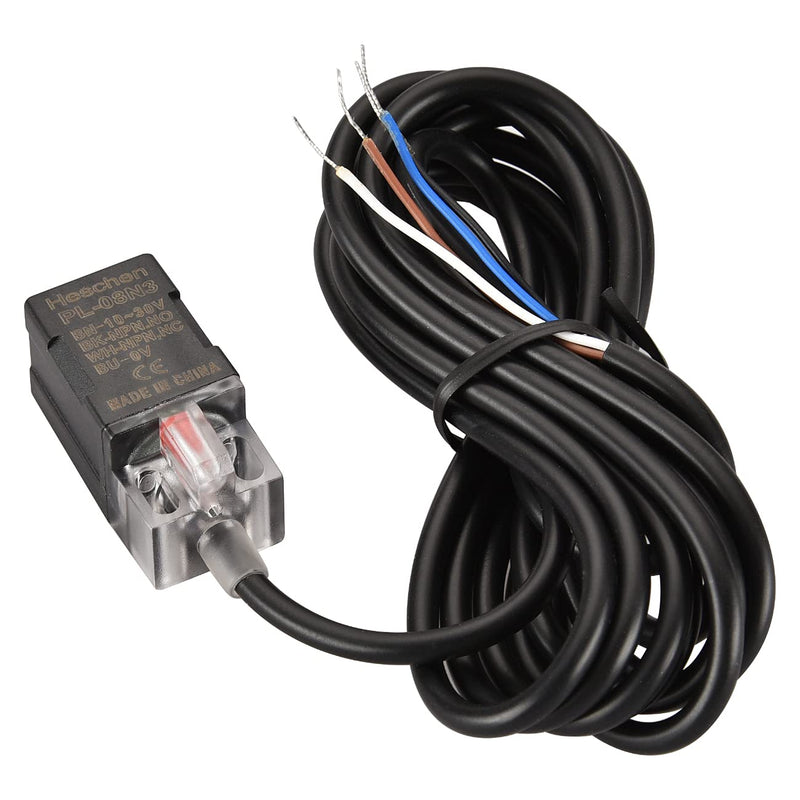 Heschen Square Inductive Proximity Sensor Switch Non-Shield Type PL-08N3 Detector Distance 8mm 10-30VDC 200mA NPN NO+NC 4 Wire