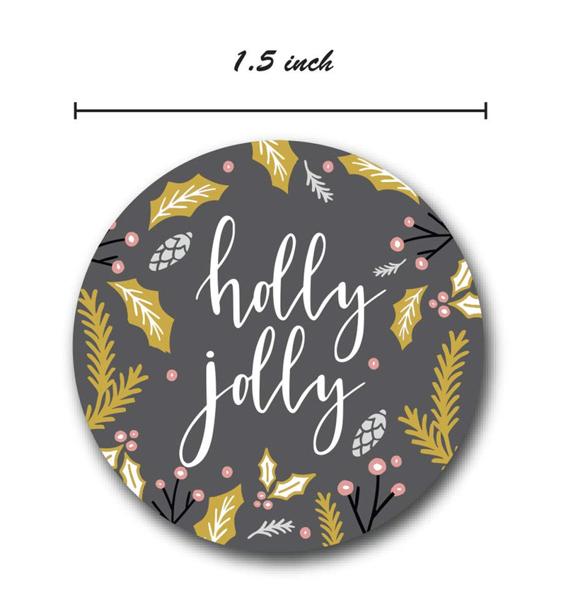 Grey, Mustard and Pink Christmas Stickers / 500 Holiday Stickers / 1.5" Winter Label Designs