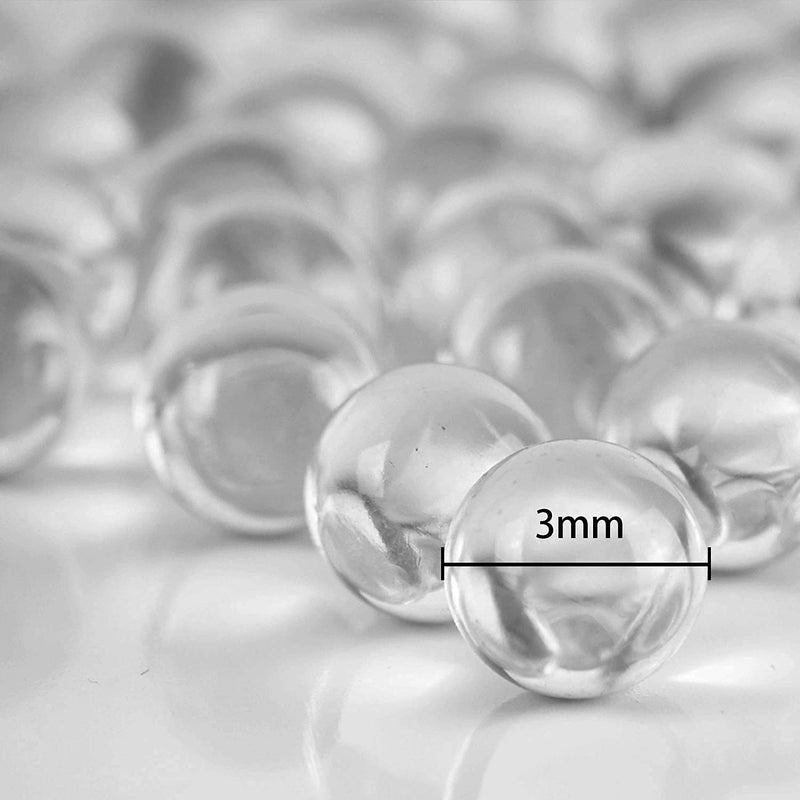Adamas-Beta Solid Round Clear Glass Boiling Stones Beads, 3mm Diameter, Approx 1000 Beads