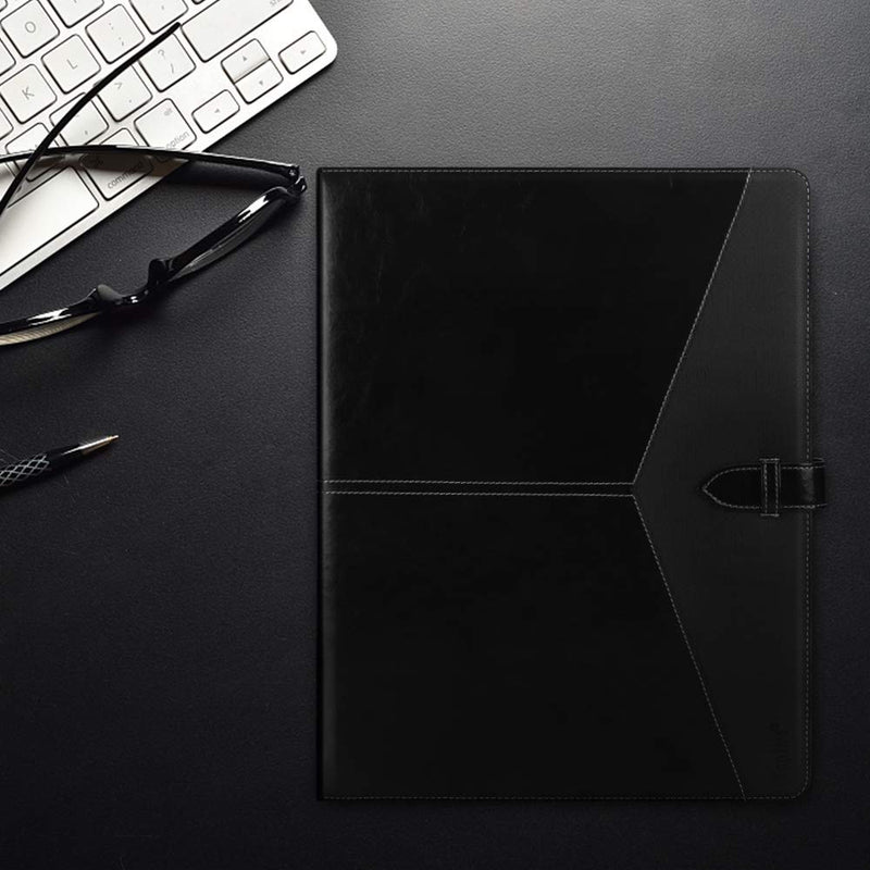 Toplive Padfolio 3 Ring Binder (1'' Round Ring) Business Portfolio Folder for Interview, Conference and Presentation, Black 3 Ring Letter Size Binder