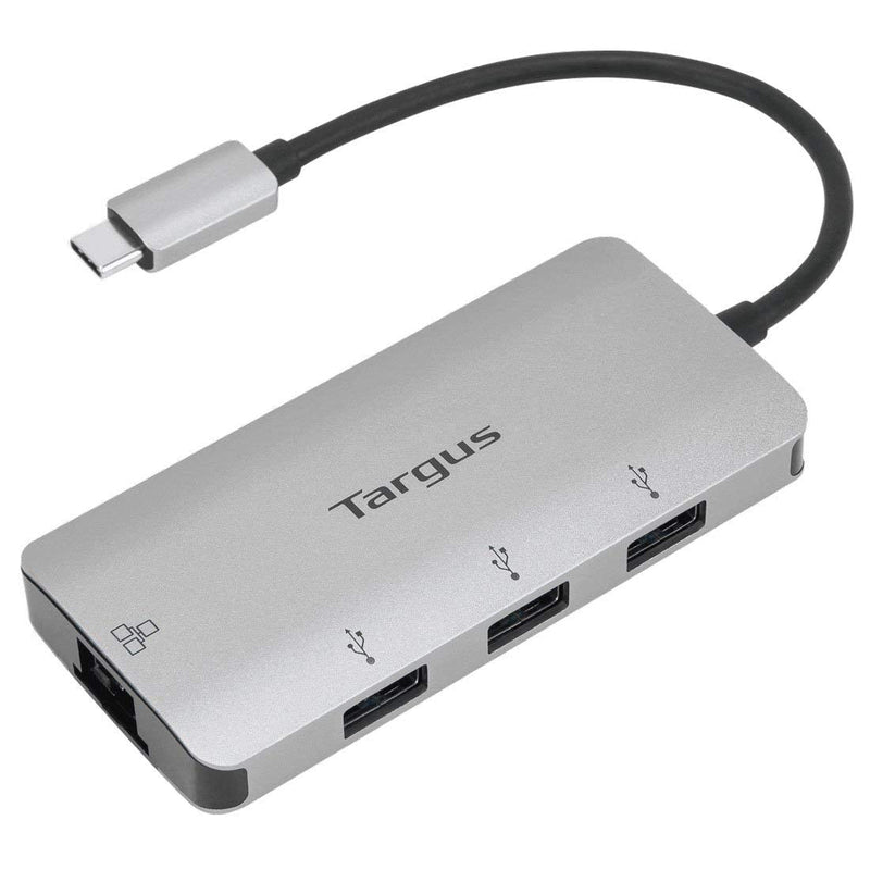 Targus USB-C Ethernet Adapter with 3X USB-A Ports, Gray (ACA959USZ)