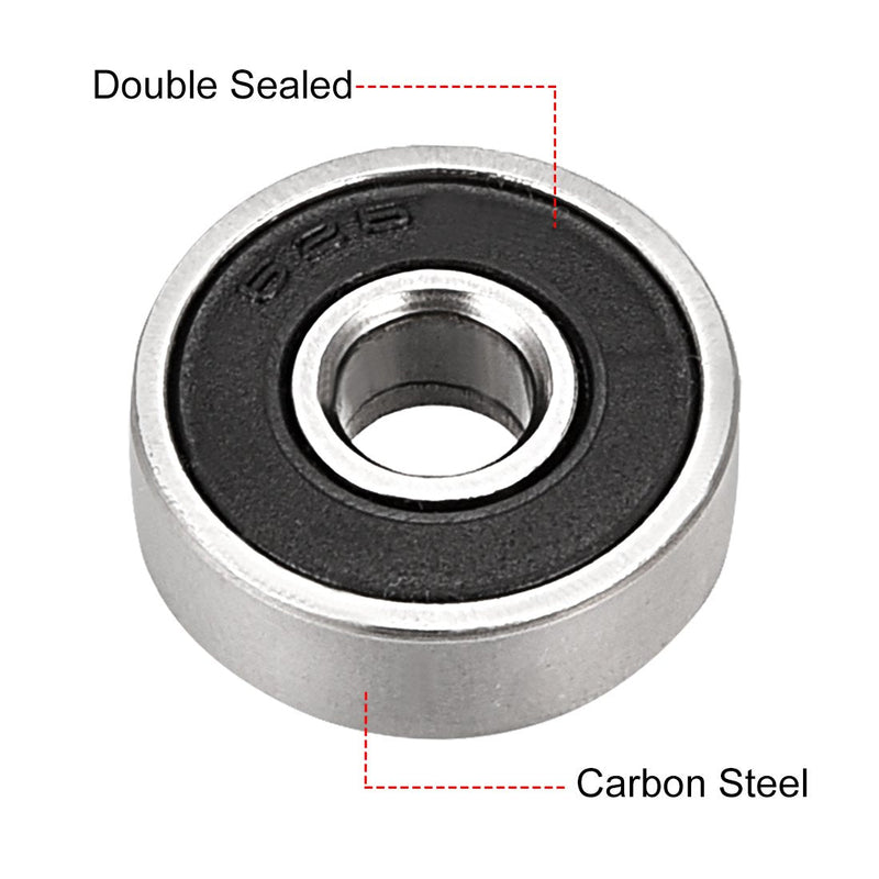 uxcell 626-2RS Ball Bearing 6mm x 19mm x 6mm Double Sealed 180026 Deep Groove Bearings, Carbon Steel (Pack of 20) 6x19x6mm