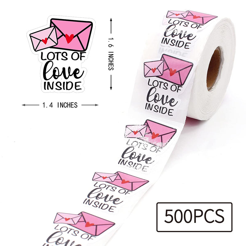 Littlefa 1.5” Lots of Love Inside with Envelope Design Stickers,Thank You Stickers,Bakeries Stickers,Handmade Stickers,Small Business Stickers, Envelopes Stickers, Gift Bags Packaging 500 PCS