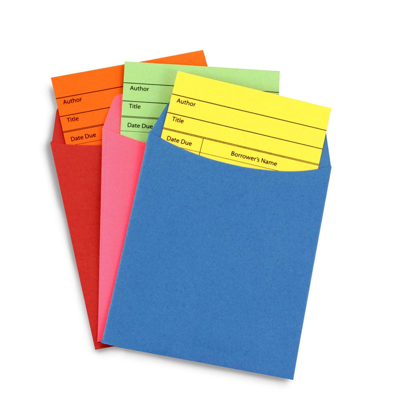 Hygloss Products, Inc 150 Colored Library Pockets and Cards, Sets 150 Sets Non-Adhesive