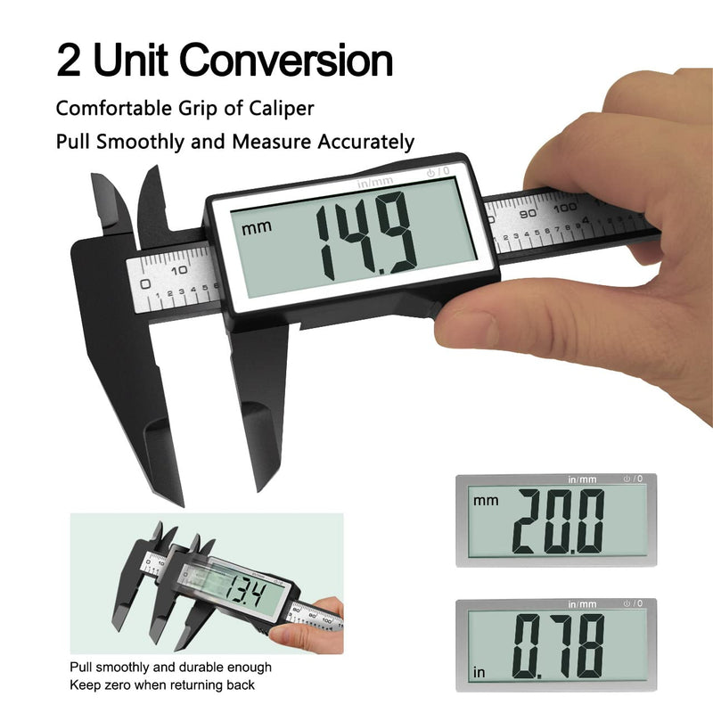 Kynup Digital Caliper with Large LCD Screen, Digital Caliper, Millimeter/Inch Conversion, Lightweight Measuring Tools Caliper, Carbon Fiber, 150mm Caliper with Large LCD Screen