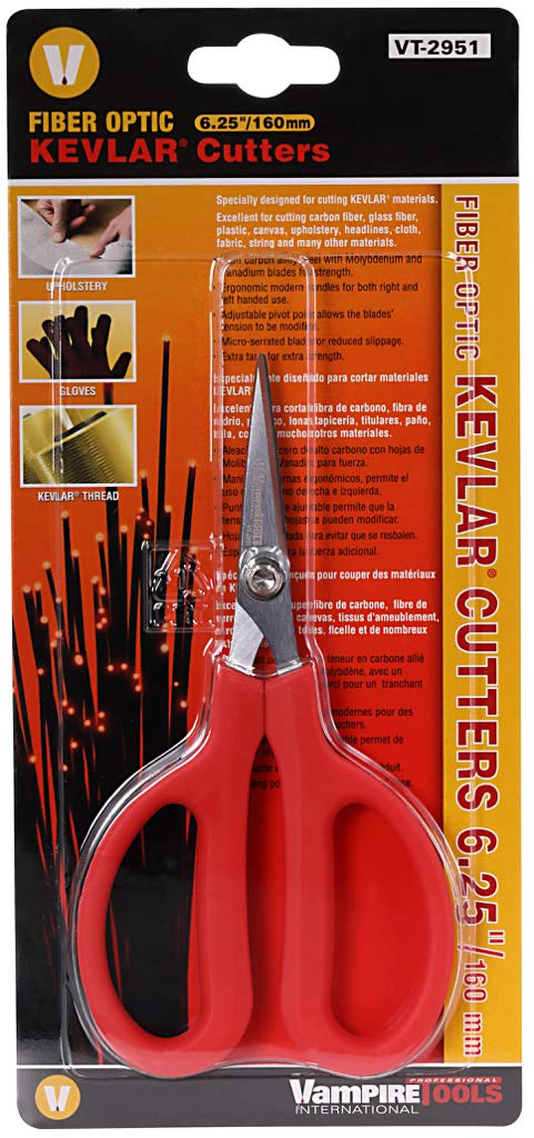 6 1/4" Fiber Optic Kevlar Cutter and Aramid Fiber Cutter - Best Scissors & Shears for Kevlar/Plastic/Canvas/Upholstery/Cloth/Fabric/Sailors Rope/Kevlar String/PCB Board/Tape and many others. (1)