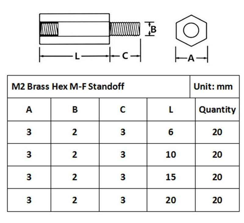 Guard4U 320pcs M2 Hex Male-Female Brass Spacer Standoff&Stainless Steel Screw Nut Assortment Kit M2 Brass