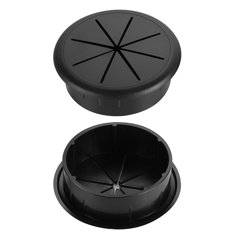 HYCC 2-3/8“ Flexible Desk Cord Grommet Cable Wire Hole Cover/Black (10 Pack) 2-3/8" Black 10