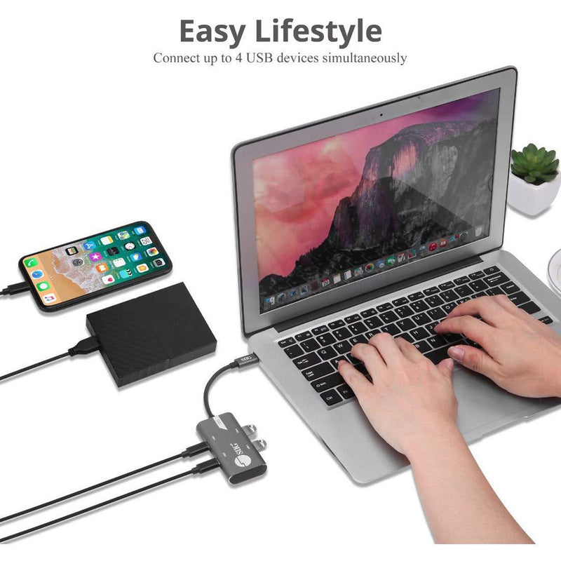 SIIG 4-Port USB 3.1 Gen 2 10G Hub - 2X USB-C & 2X USB-A Ports at Ultra High Speed Data Transfer Rates, Plug-n-Play for Windows and Mac Systems (JU-H40G11-S1)