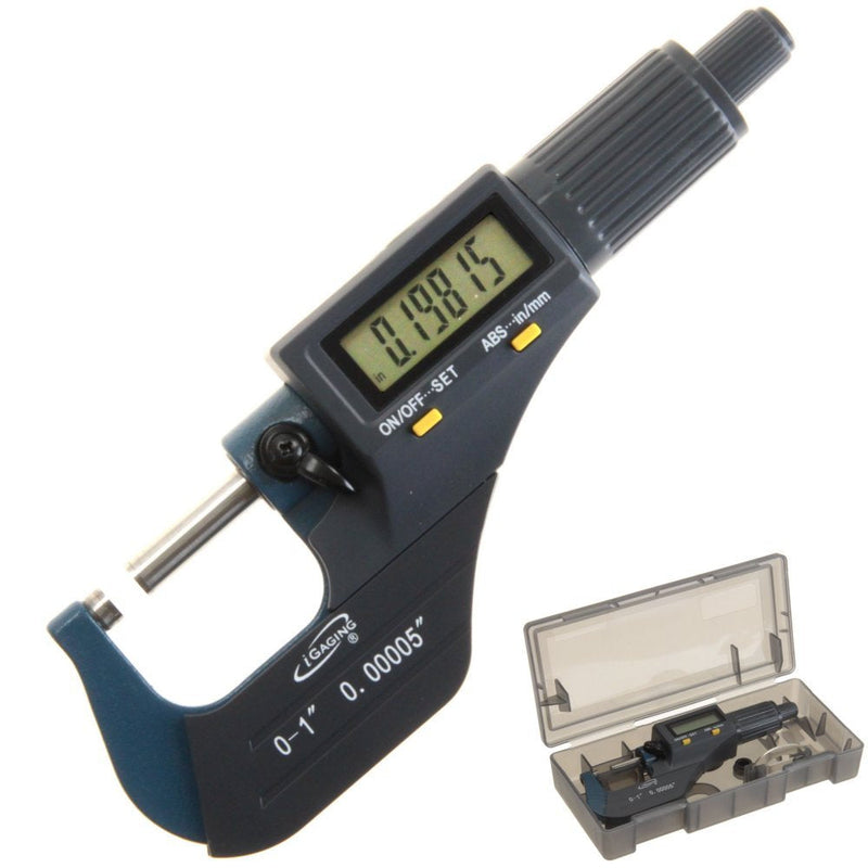 iGaging 0-1" Digital Electronic Micrometer w/Large Display Inch/Metric 0-1"/0-25mm