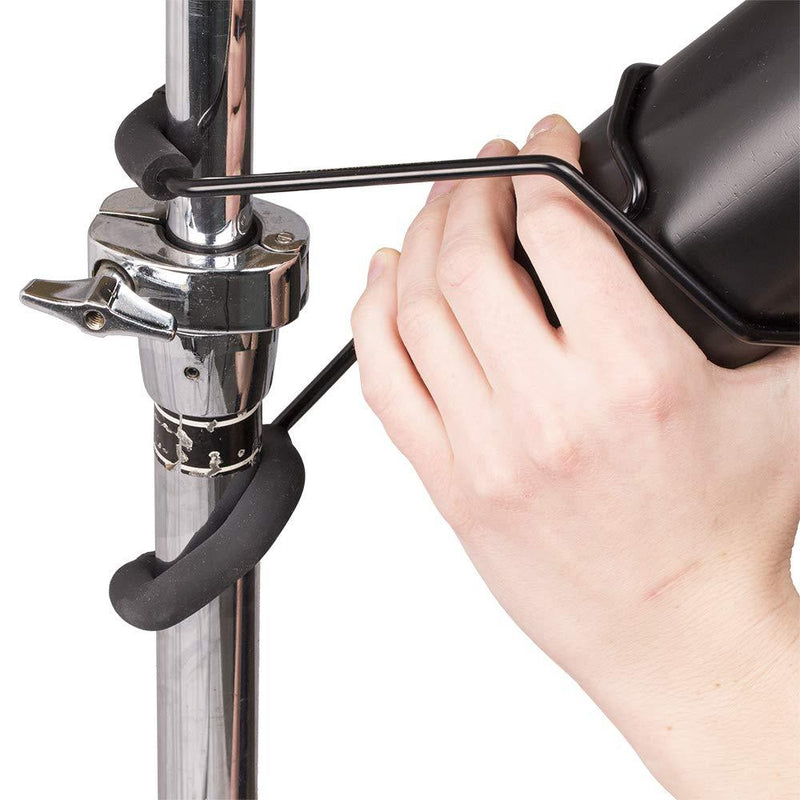 String Swing Drum Stick Holder - Stagehand Drumstick Container Bag Holds up to 8 Pairs of Zildjian Vic Firth ARLX and Vater Drumsticks - Two Clamps Attach Securely to Microphone & Cymbal Pole