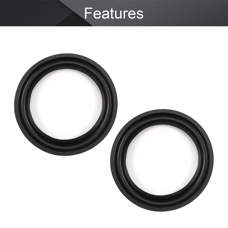 Fielect 3inch/75mm Speaker Rubber Edge Surround Rings Replacement Parts for Speaker Repair or DIY 2Pcs