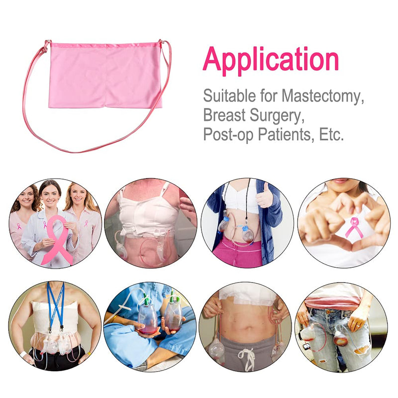 Shower Bag Mastectomy Drain Mesh Pouches JP Drainage Bulbs Holder Breast Cancer Reconstruction Post Surgery Tummy Tuck Recovery Bath Pocket Accessories Patients Gift Women Pink