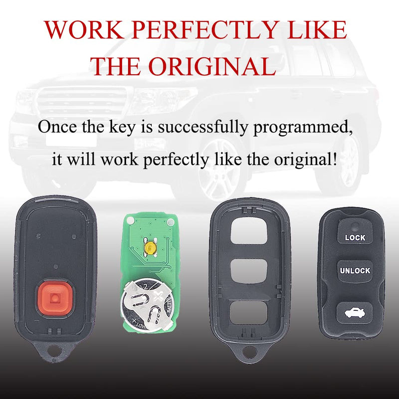 2 Key Fob Remote Replacement Fits for Toyota Sienna 1999 2000 2001 2002 2003/Matrix&Pontiac Vibe 03 2004 2005 2006 2007 2008/Camry 02-06/Solara 02-03 Q43VT14T Keyless Entry Remote Control 89742-AA030