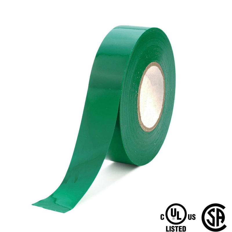 Vinyl Electrical Tape, 3/4-Inch x 66 Ft Roll, UL Listed, Green (1 Pack) Pack of 1