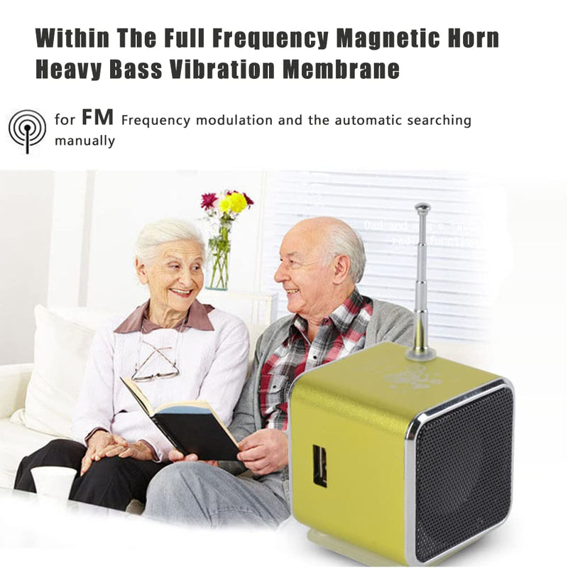 Eboxer Portable Mini Speaker Music Player FM Radio Stereo Speaker Support TF Card and U Disk, Brief Design, Perfect Mini Speaker for Room Bike Car for Phone/Tablet/Computer (Green)