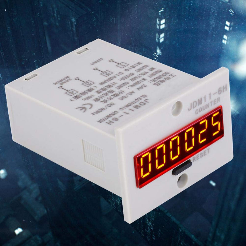 6 Digits Electronic Counter, Counting Range LED Digital Display Counter Relay Non Voltage Counter for Various Signal Input Counts Magnetic Switch (AC/DC24V)