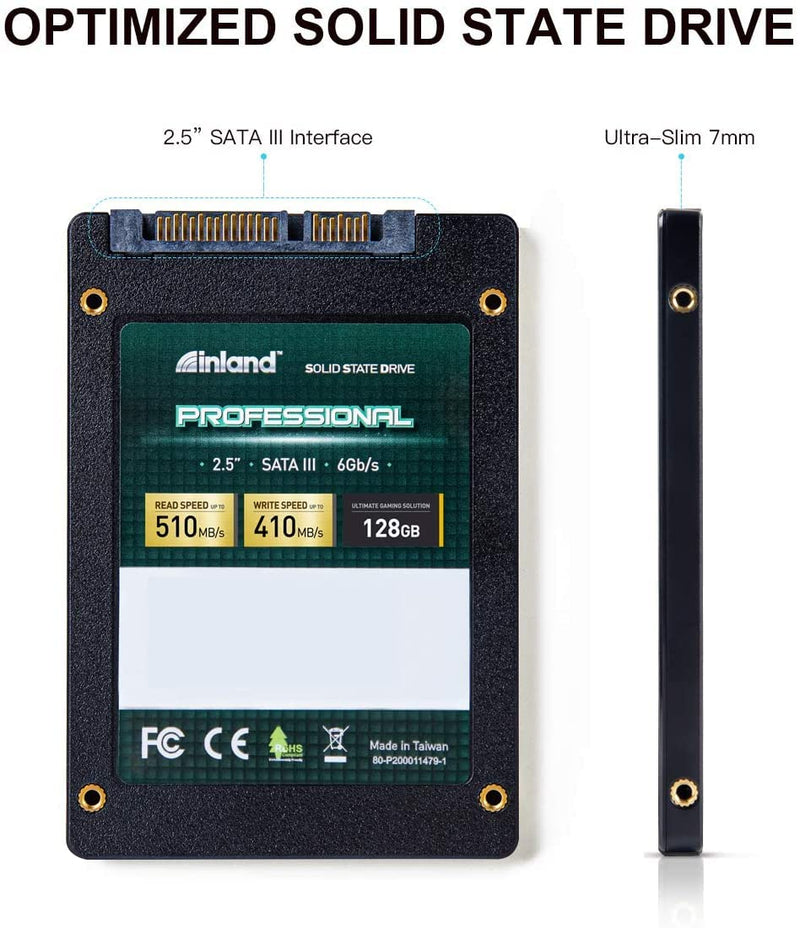 Inland Professional 3 Pack 128GB SSD SATA III 6GB/s 2.5" TLC 3D NAND Internal Solid State Drive (3x128GB) 128GB x 3