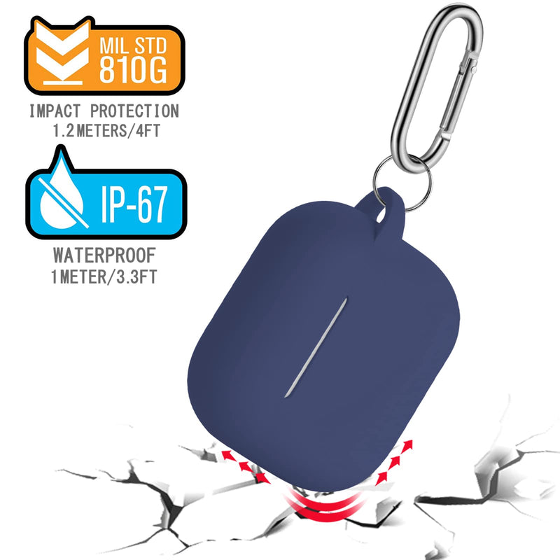 R-fun AirPods 3 Case Cover, Silicone Protective Accessories Skin with Keychain Compatible with Apple AirPod 3rd Generation 2021 for Women Men Girls Boys,Front LED Visible-Midnight Blue A-Midnight blue
