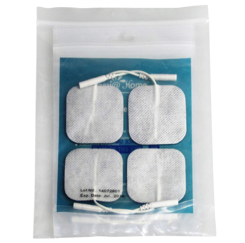16 Pads of Easy@home 2"x 2" TENS Unit Reuseable Self Stick Carbon Electrode Pad - Non Irritating Design 2x2 Inch (Pack of 16)