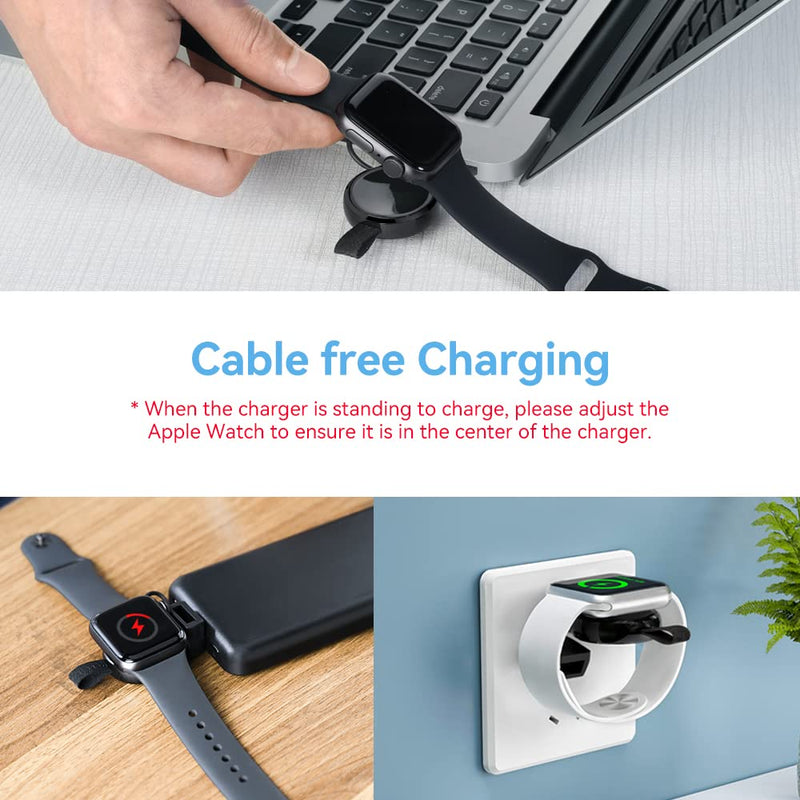 NEWDERY Charger for Apple Watch Portable iWatch USB Wireless Charger, Travel Cordless Charger with Light Weight Magnetic Quick Charge for Apple Watch Series 7 6 5 4 3 2 1 SE (Black) Black