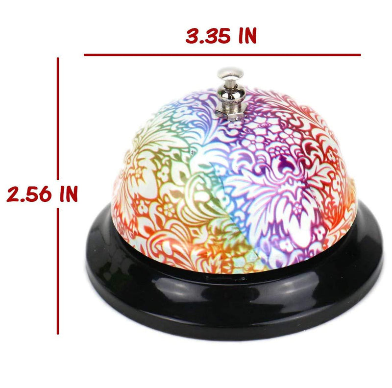 Floral Desktop Bell - Steel Tea Service Dinner Bells Reception Hotel & Restaurant Waiter Call Hand Butlers for Ringing in Counter Shop Play Game Buzzer Coffee Table Decor Teacher School Desk Supplies