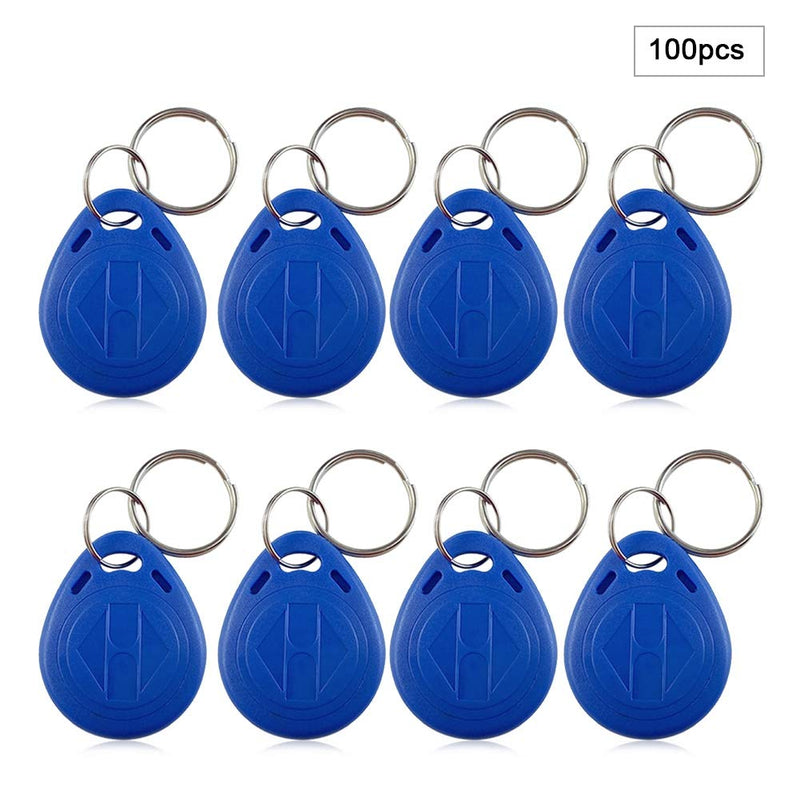 New RFID Proximity ID Card Key for Access Control (Blue), Read Key Keyfobs Keychains for Door Access Control, Pack of 100 (ID Card)