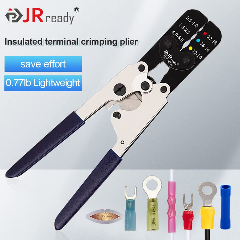 JRready heat shrink Crimping Tool Kit, Ratcheting wire crimper for Insulated Terminals and butt splices in Wire 22-18, 16-14, 12-10AWG. Hand Crimping Pliers ACT-AD10 ACT-AD10 Crimper