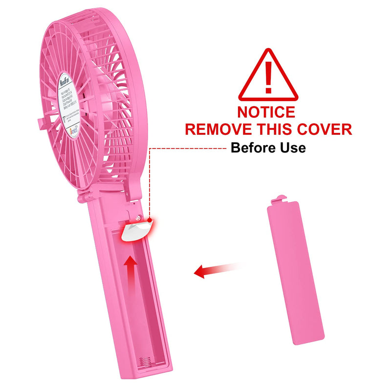 VersionTECH. Mini Handheld Fan, USB Desk Fan, Small Personal Portable Table Fan with USB Rechargeable Battery Operated Cooling Folding Electric Fan for Travel Office Room Household Pink