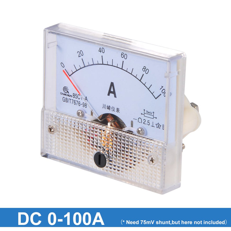 uxcell Analog Current Panel Meter DC 0-100A 85C1 Ammeter for Circuit Testing Charging Battery Ampere Tester Gauge Pack of 1