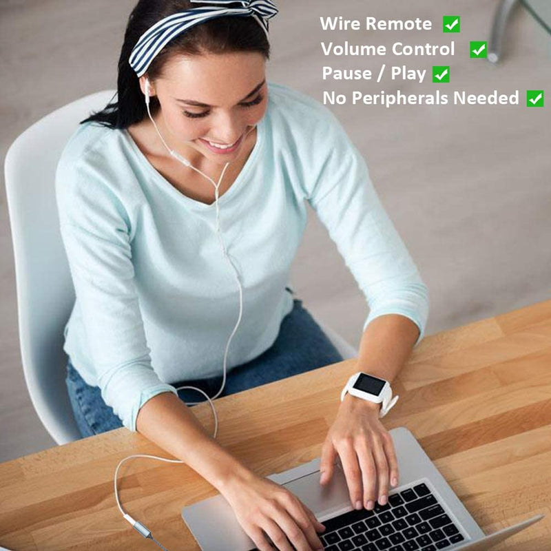 USB A to Lightning Audio Adapter Cable USB 3.0 Male to Lightning Female HiFi Audio Headphones Converter Fit with USB A MacBook Computer PC Support Volume Control Mic Nylon Braided Grey