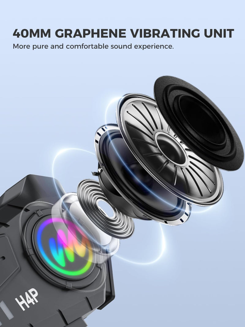 Moman Motorcycle Bluetooth Headset, H4 Plus Motorbike Helmet Speaker Outdoor Wireless Headphone Bluetooth 5.3 with Waterproof IPX6 Noise Cancellation, Motorcycle-Helmet-Bluetooth-Headset-Speaker