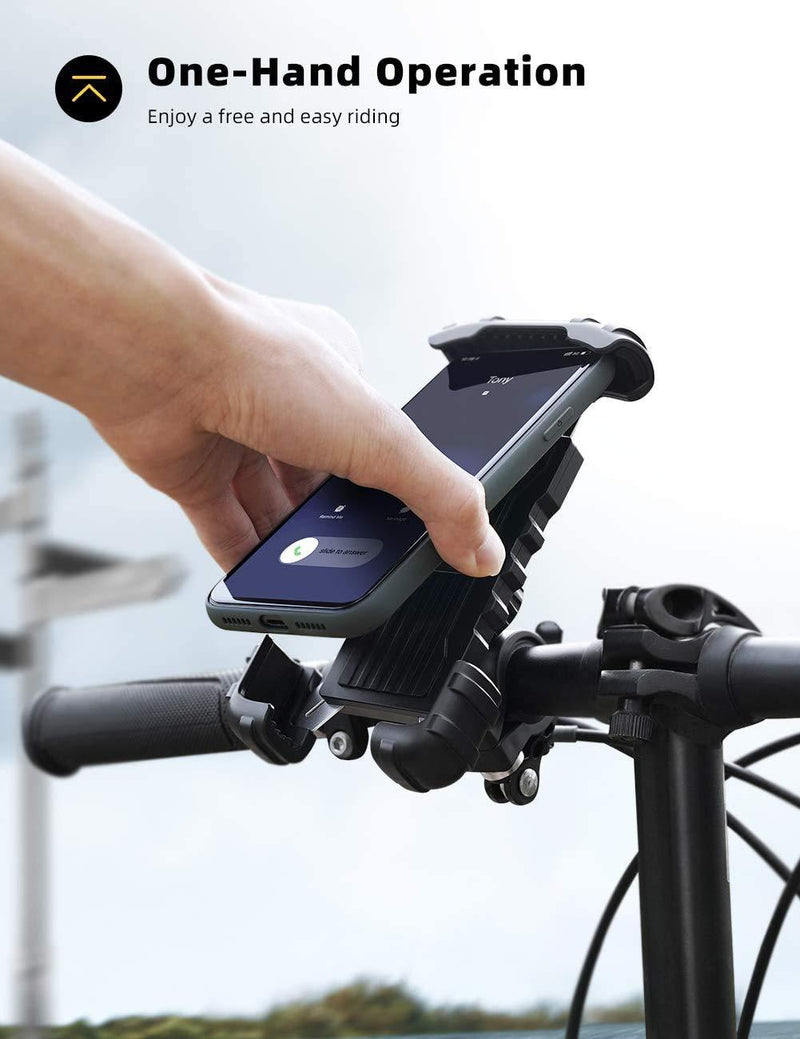 Bike Phone Holder, Motorcycle Phone Mount - Lamicall Motorcycle Handlebar Cell Phone Clamp, Scooter Phone Clip for Phone 11 / Phone 11 Pro Max, S9, S10 and More 4.7" - 6.8" Cellphone Black