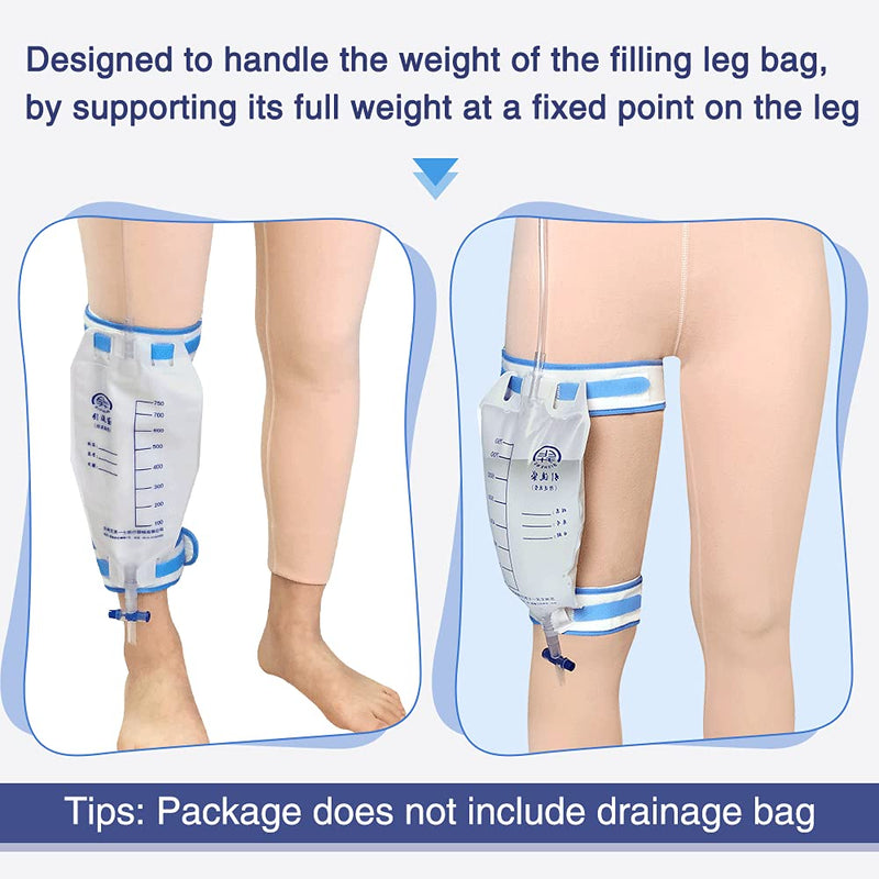 Catheter Leg Bag Holder Foley Catheter Urine Drainage Bag Support Fix Straps with Extra Padded and Soft Elastic Fabric (Pack of 2)