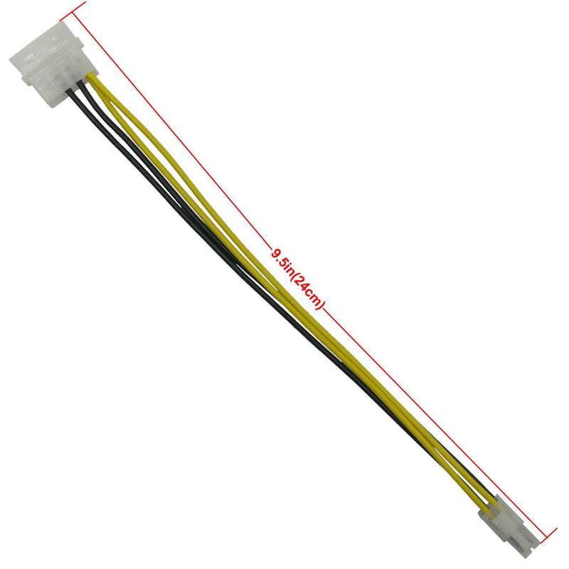 (3-Pack) COMeap LP4 Molex Male to ATX 4 pin Male Auxiliary Power Adapter Cable 9.5-inch(24cm)
